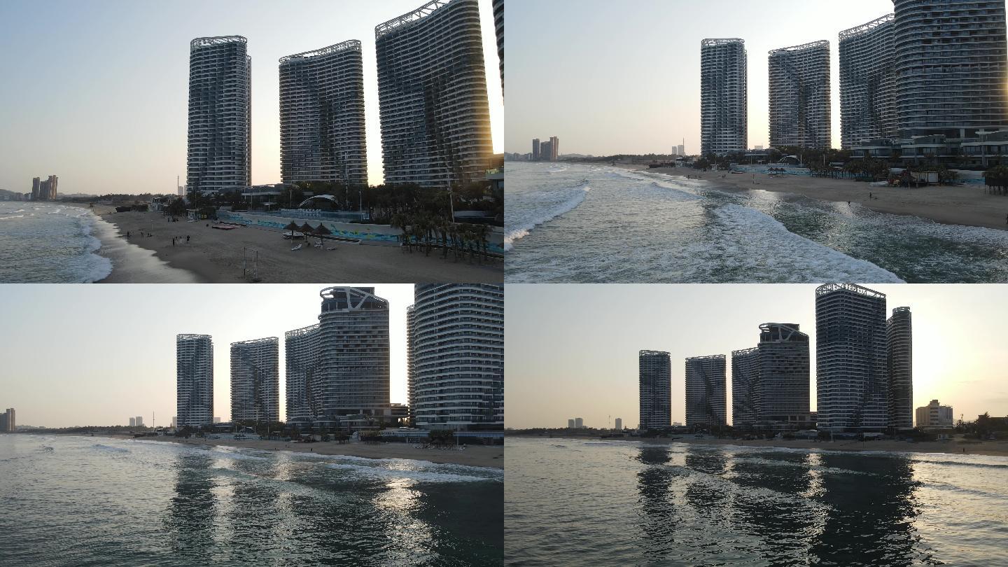 惠州双月湾海边酒店日落航拍