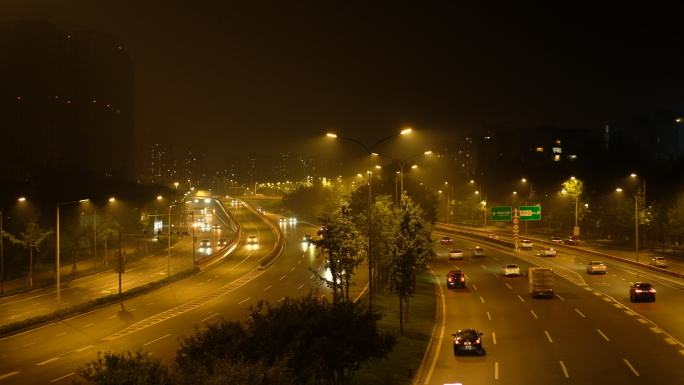 四川成都龙泉驿南三环航天立交城市夜景车流