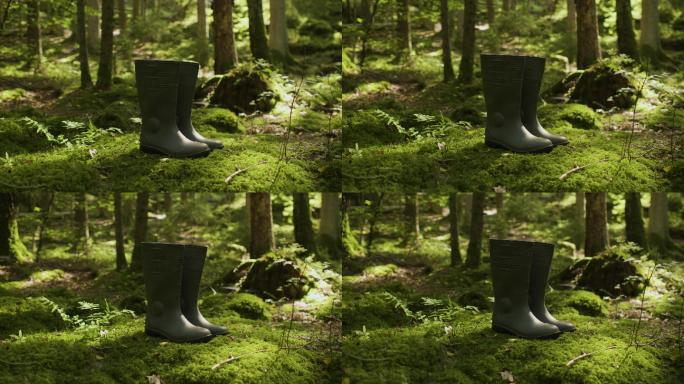 森林里的一双胶靴森林