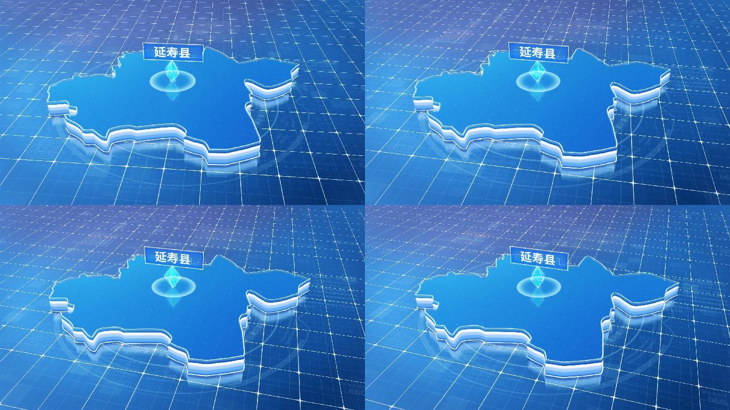 延寿县蓝色科技感定位地图