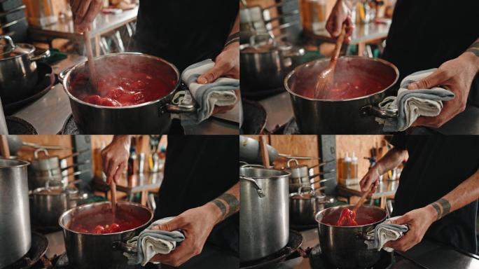 烹饪番茄酱红酱汤煮汤