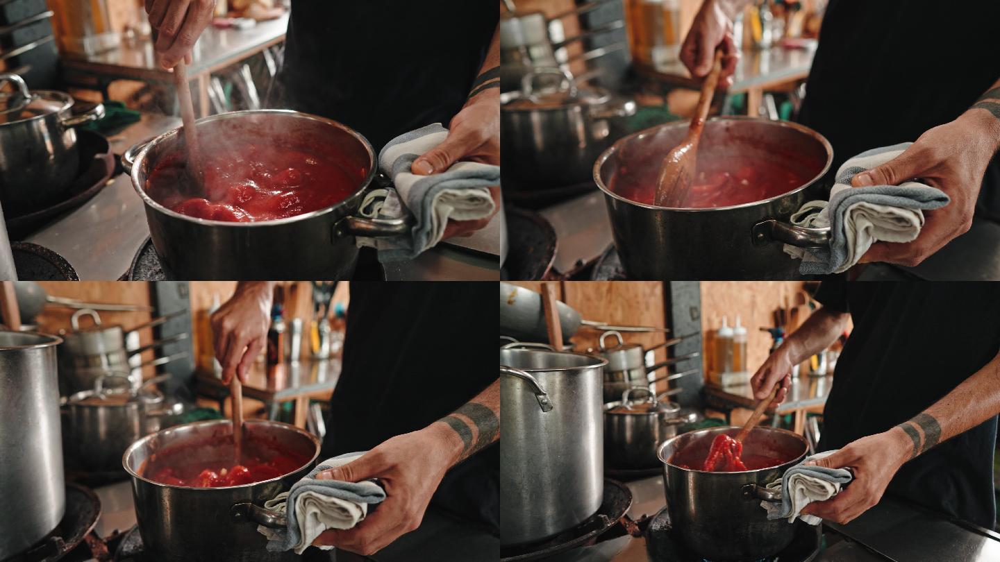 烹饪番茄酱红酱汤煮汤