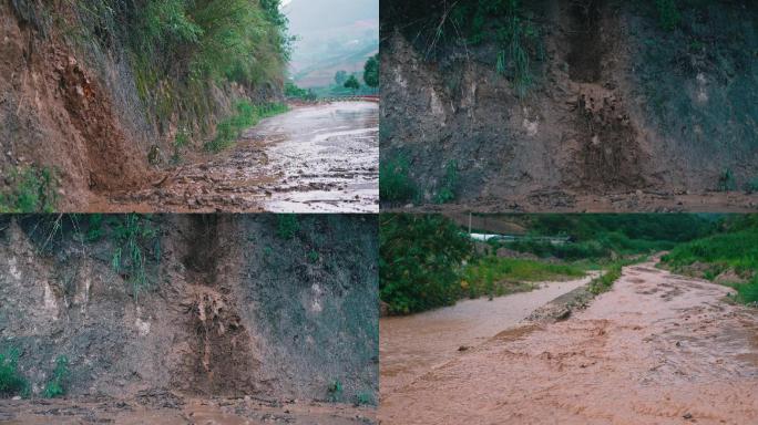 泥石流 雨季 实拍4K 山区 洪水