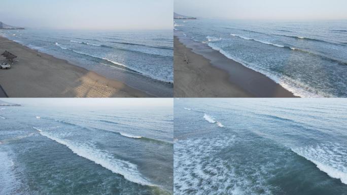 大海沙滩海浪风光航拍