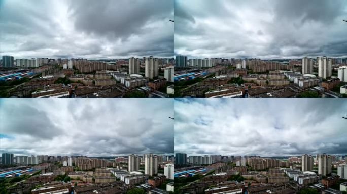 城市阴天的云海延时摄影