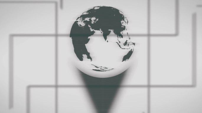 地球仪的抽象背景线条生长动画黑白特效光影
