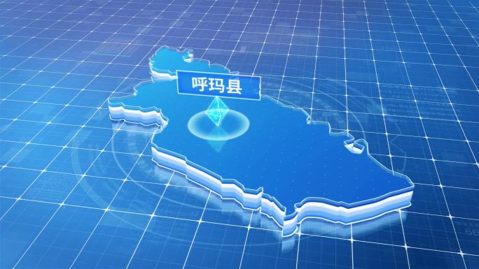 呼玛县蓝色科技感定位地图