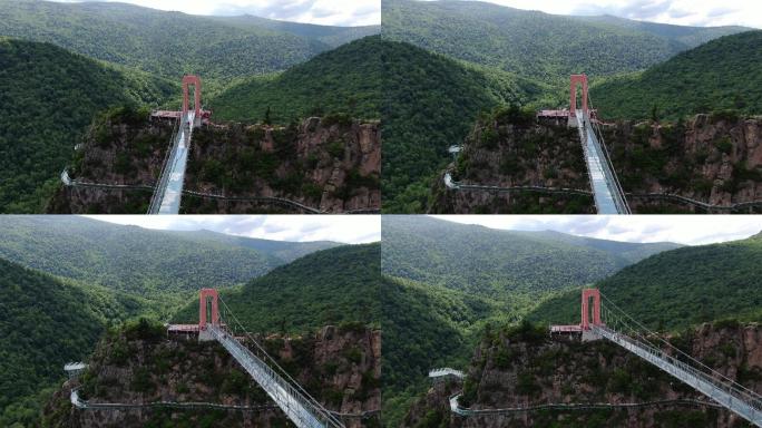 风景区 航拍玻璃桥 航拍 4K 鸳鸯峰