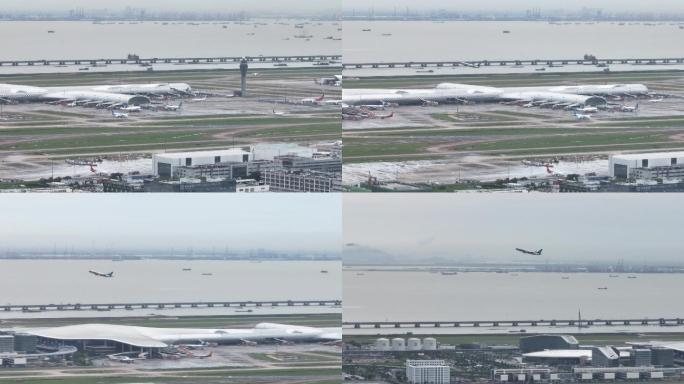南方航空客机从深圳机场起飞掠过深中大桥