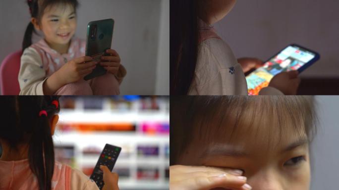 电子产品对眼睛伤害儿童玩手机儿童看电视