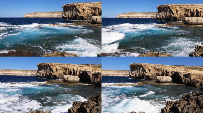 马耳他-地中海旅游目的地，戈佐岛的蓝洞悬崖