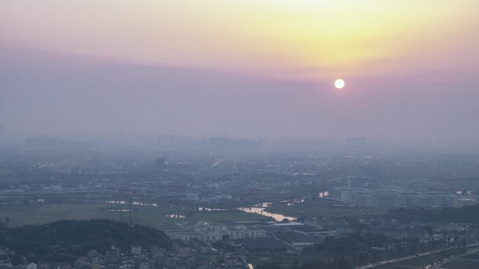 绍兴城市日出延时