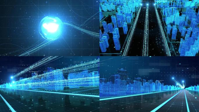 科技光线穿梭地球智慧城市