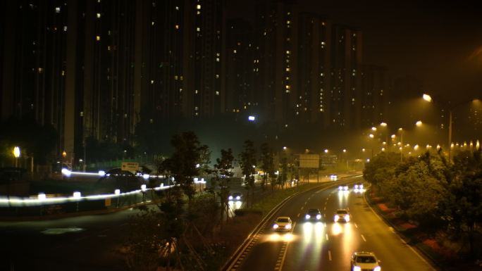 四川成都龙泉驿南三环航天立交城市夜景车流