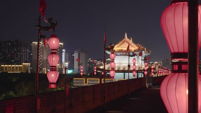 夜景古城墙/中国陕西西安