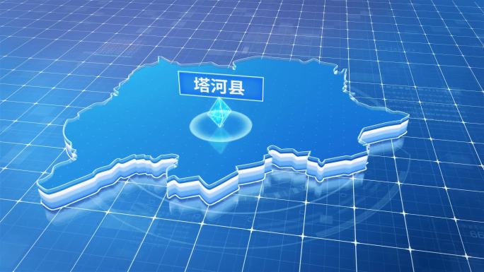 塔河县蓝色科技感定位地图