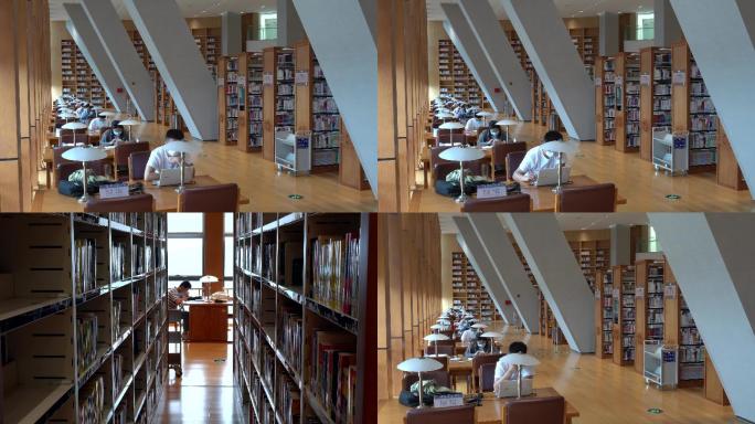 图书馆阅览读书的人们