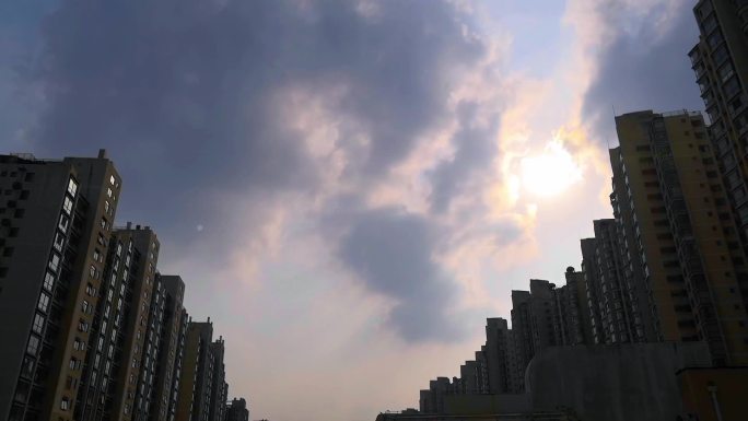 生活小区 云彩太阳延时摄影 北京地标