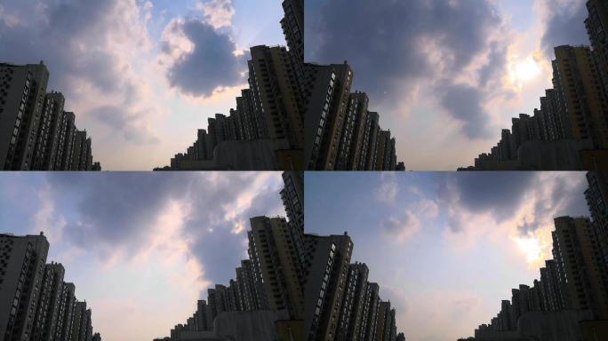 生活小区 云彩太阳延时摄影 北京地标