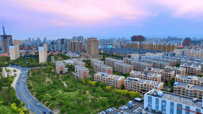 航拍城市大型社区 街道