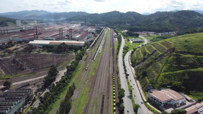 工业棚及道路景观铁路运输工厂