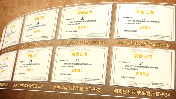 多证书展示奖状墙水墨图文奖牌荣誉AE模板