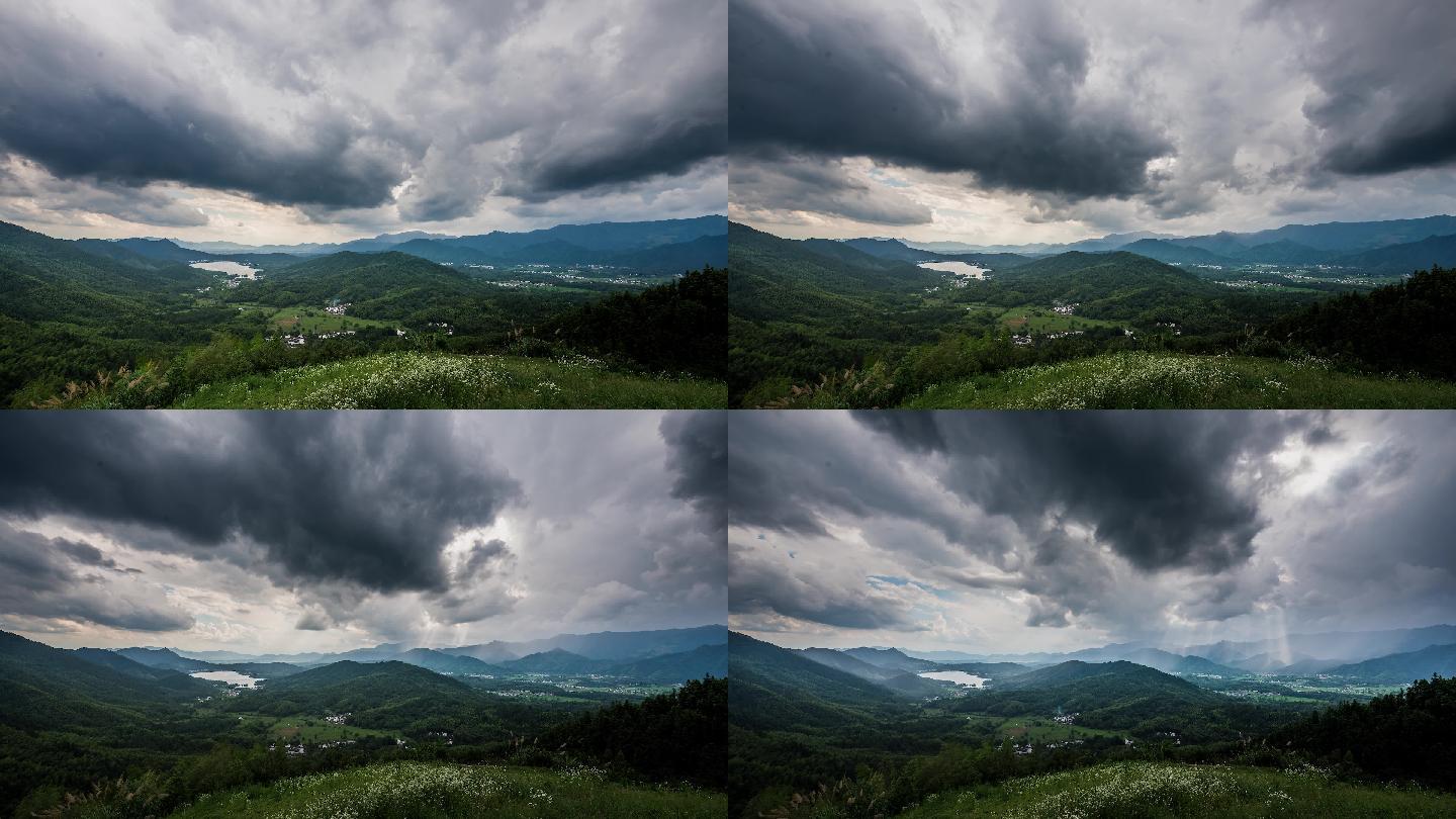 山村暴雨台风乌云延时