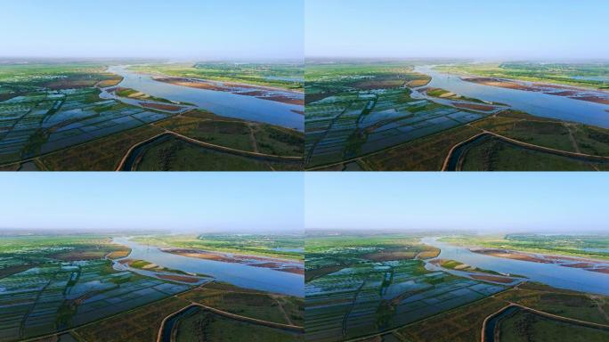 黄河平原-黄河稻田航拍-黄河灌溉农业大景
