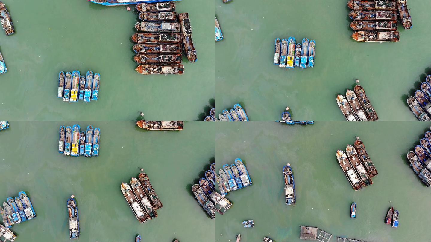 福建漳州龙海岛美村避风港停泊的渔船
