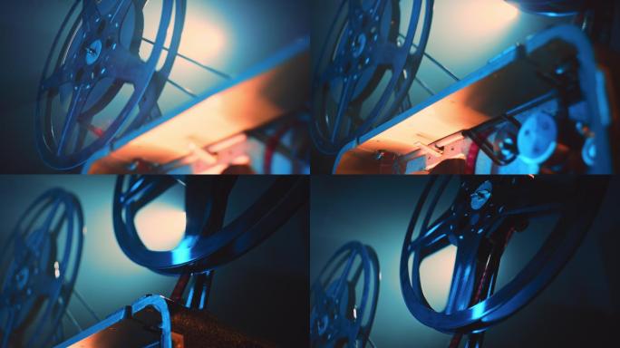 DS电影放映机的大卷轴在电影播放时旋转