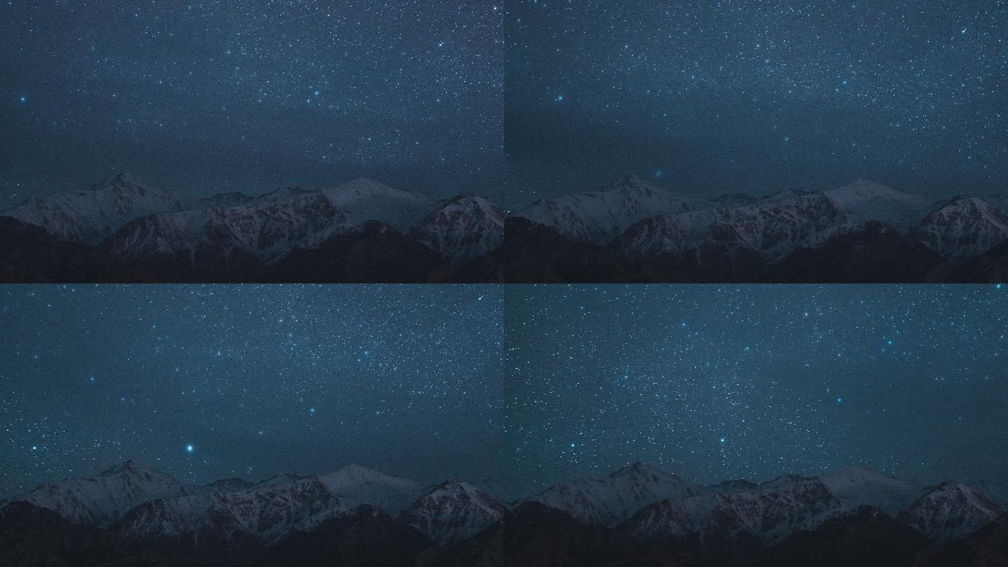 夜晚雪山上的夜空夜空星空4k夜景星星自然
