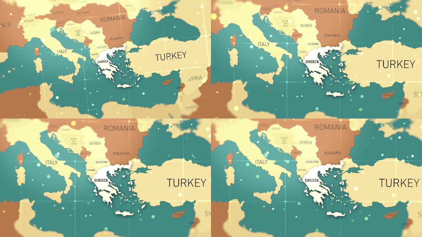 希腊世界地图股票视频
