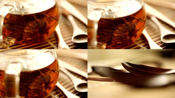 茶叶拼贴画红茶茶具茶壶品茶热茶
