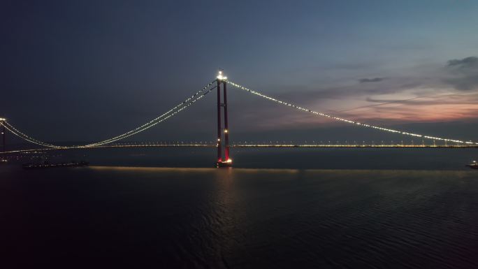 Dardanelles 1915 Canakkale Bridge at Night 4K无人机镜头