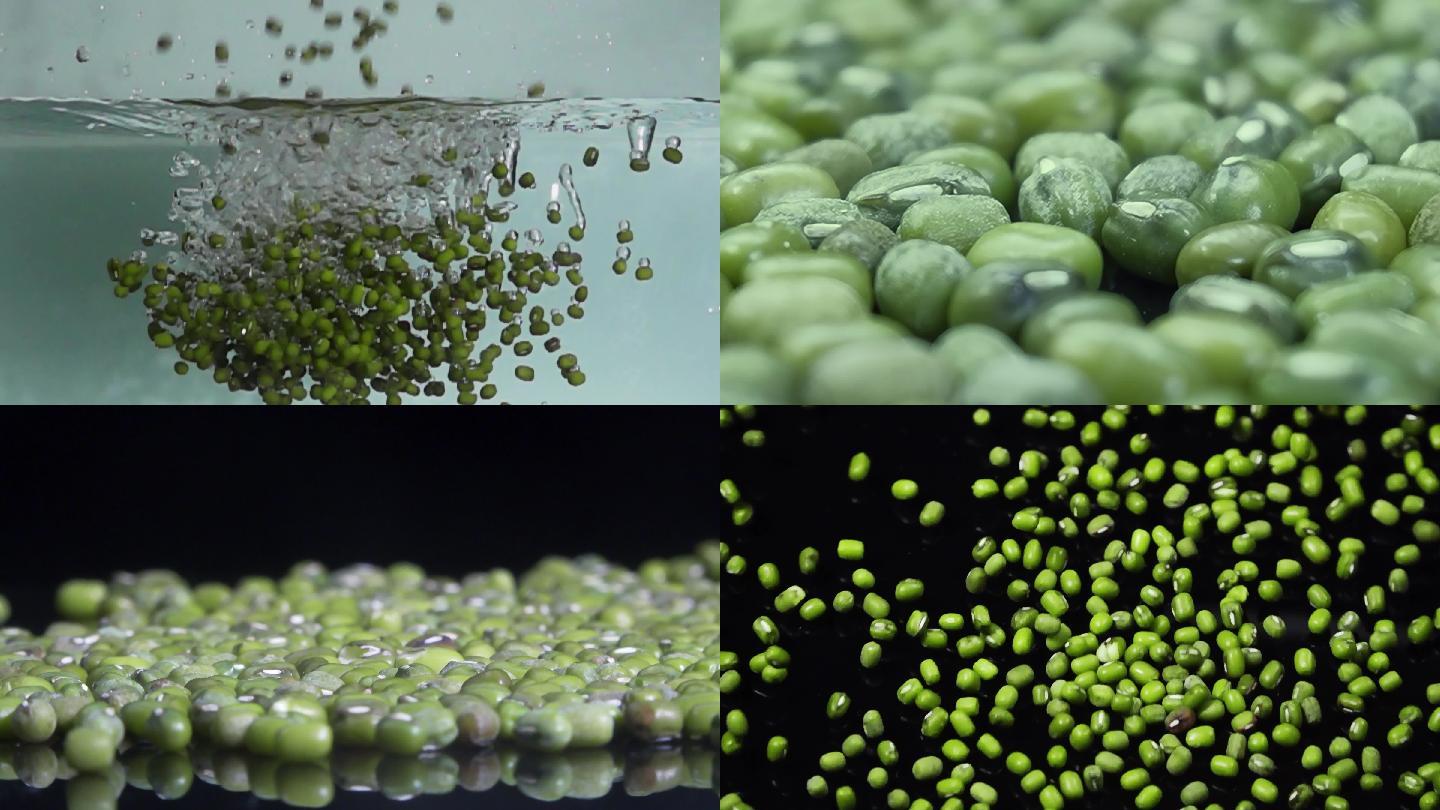绿豆入水 掉落慢镜头 转盘创意拍摄