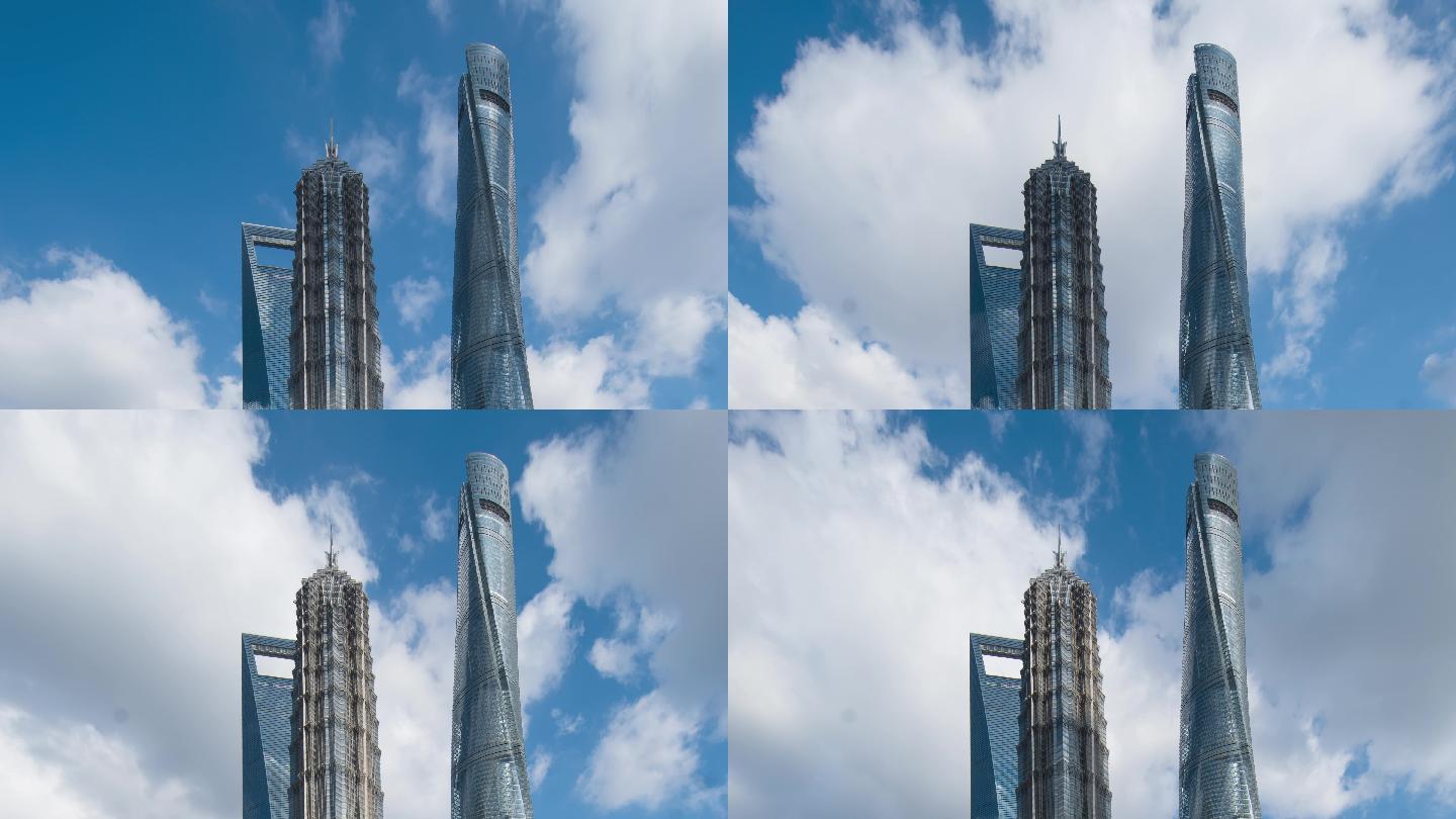 【4K】蓝天白云上海三件套延时摄影