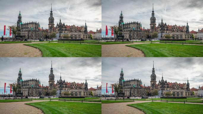 Hofkirche和Dresden Castle-延时跟踪拍摄