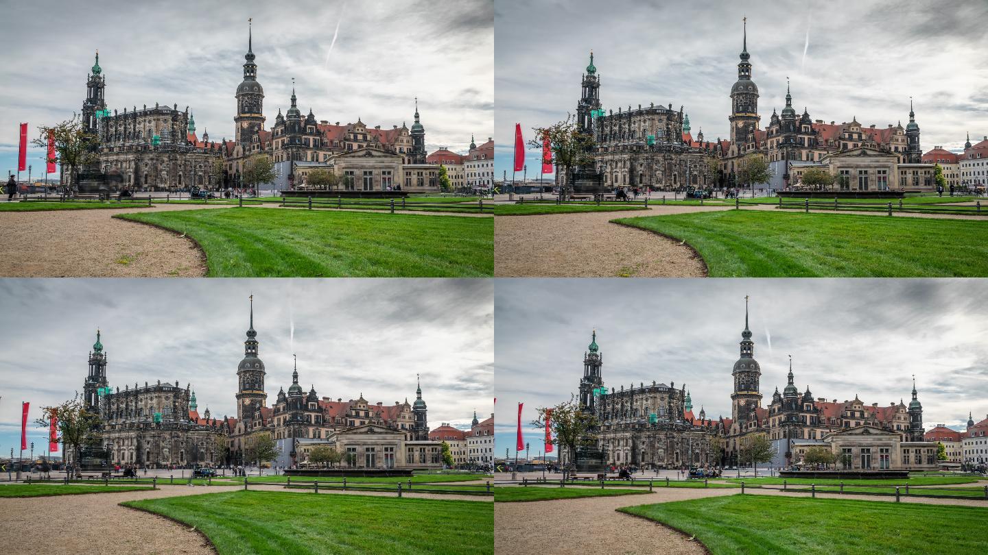 Hofkirche和Dresden Castle-延时跟踪拍摄