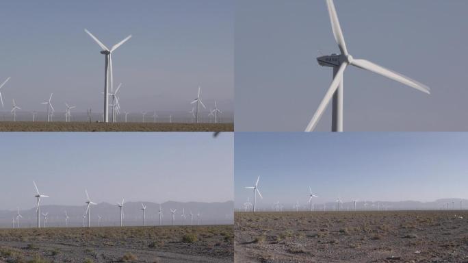 戈壁风力发电发电风戈壁风车新能源风能风电