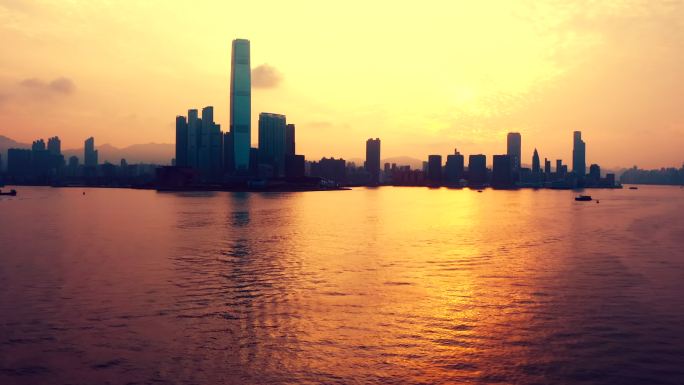 香港-中国维多利亚港日落