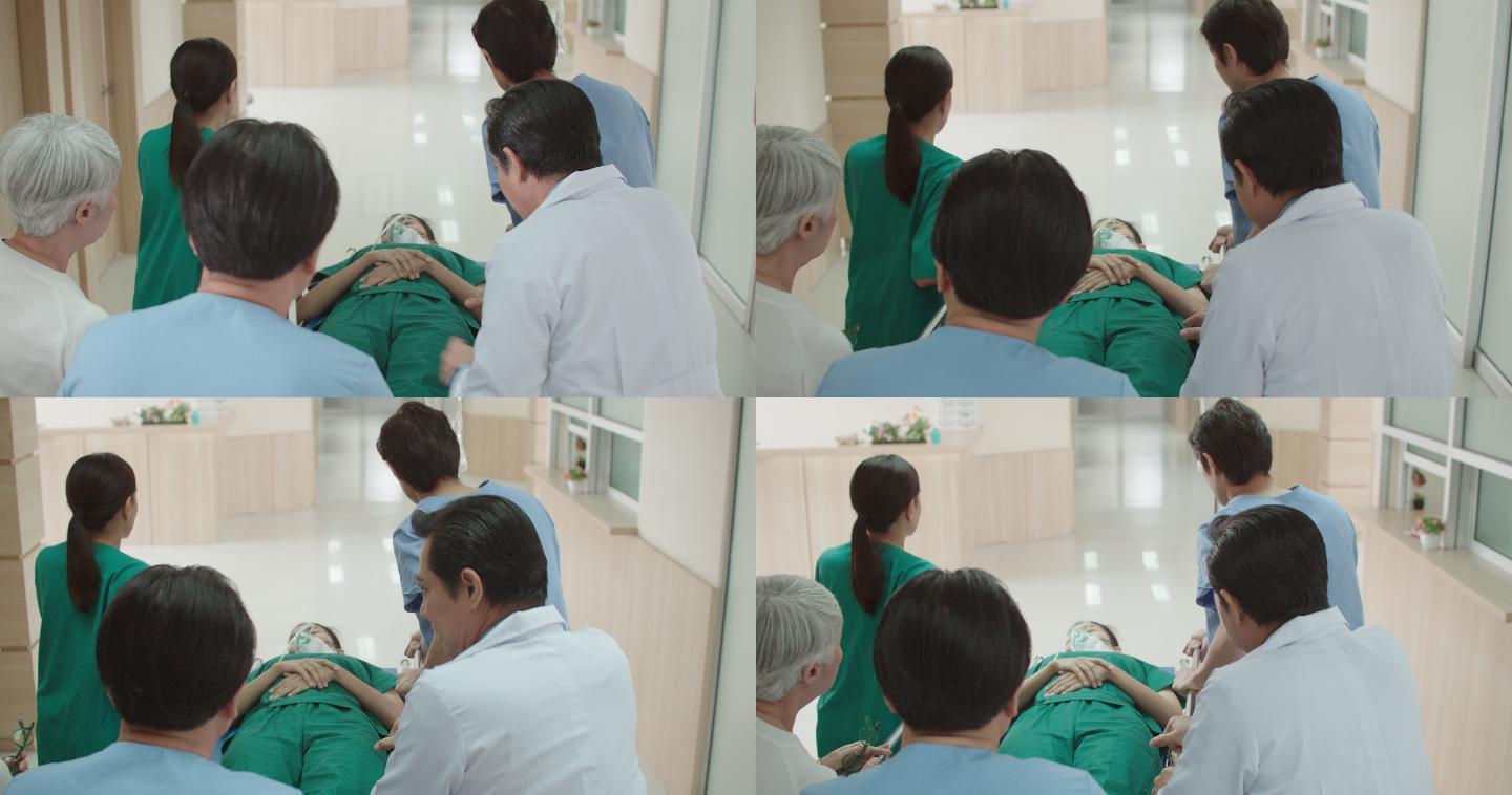 医疗团队对心脏骤停后的患者进行CPR。