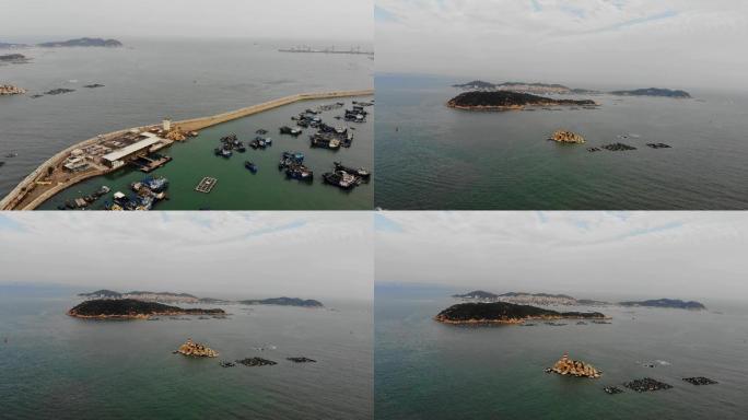 福建漳州龙海岛美避风坞渔船海岛
