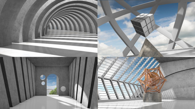 4K高端建筑空间光影变化空境视觉艺术意境