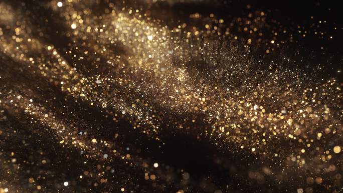 粒子流-无缝循环抽象背景-金色、深色、奢华、波基色