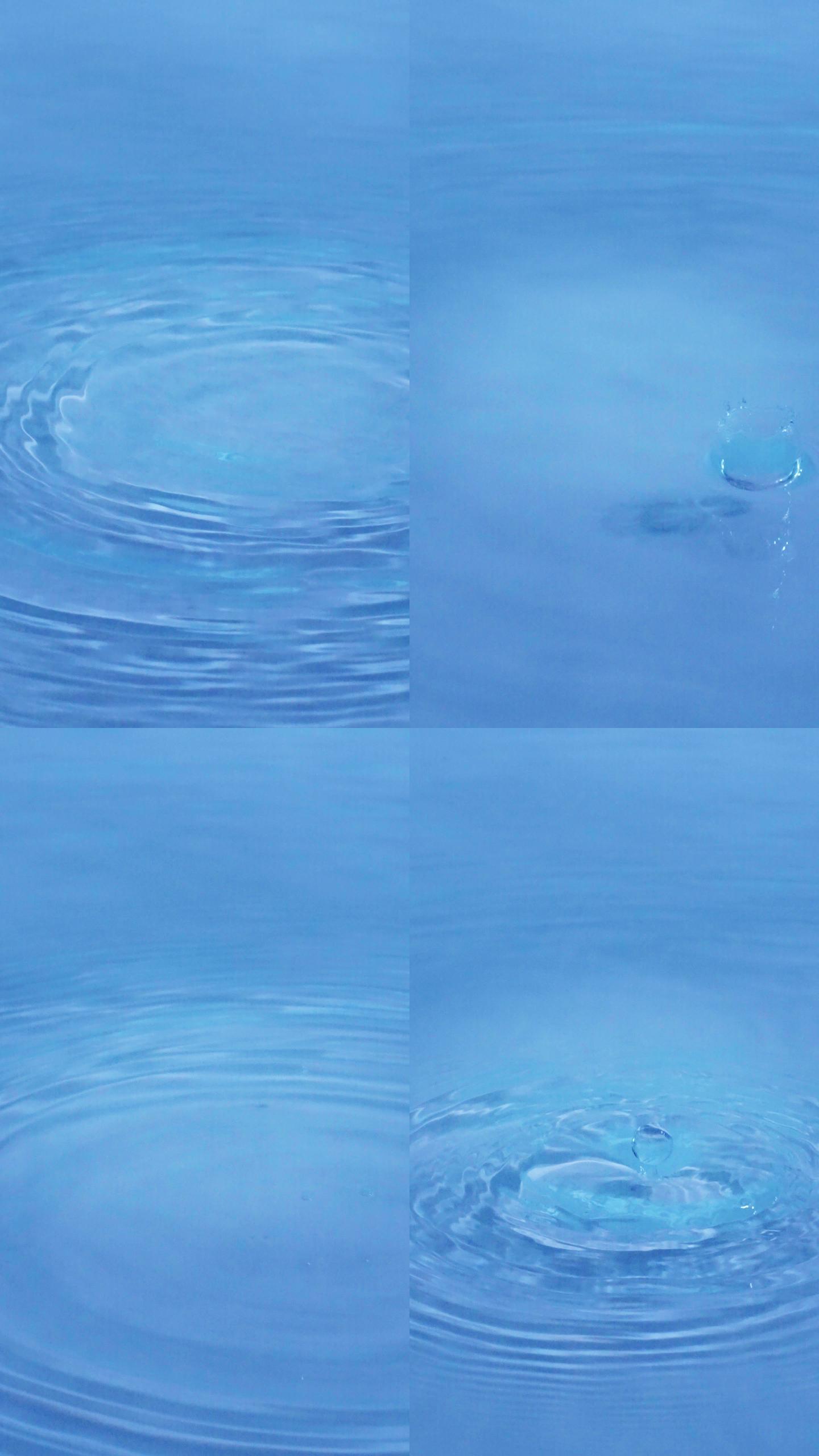 4K升格拍摄水珠滴下，泛起涟漪反弹起水滴