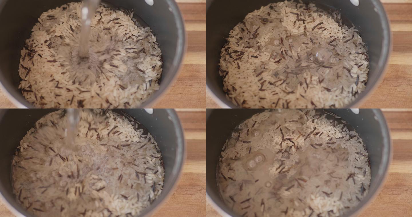 烹饪长粒米的准备淘洗米饭