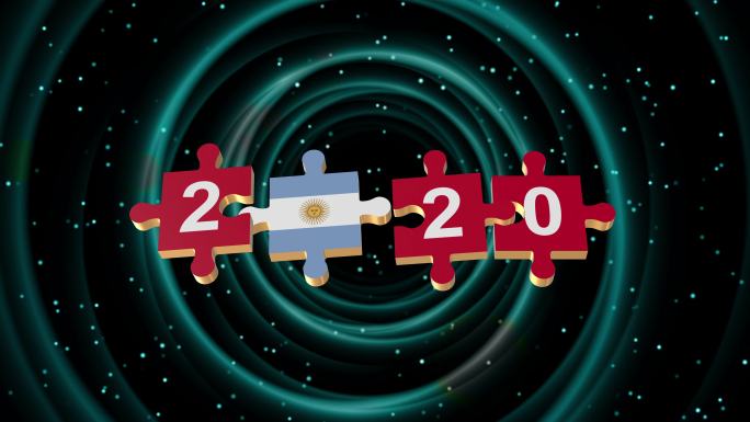 2020年新年拼图与阿尔法循环的阿根廷国旗