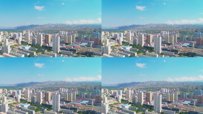 青海省海东市乐都区城区航拍