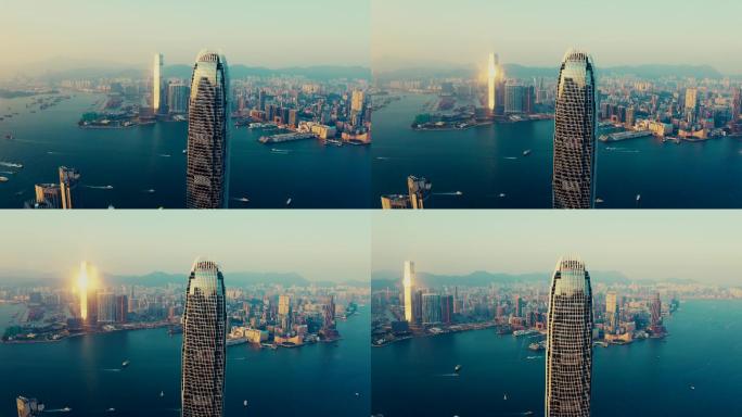 中国香港，无人机夜景