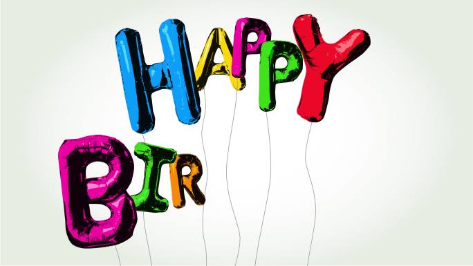 生日气球动画打字热气球生日快乐